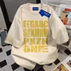 Camiseta Feminina Trendy de Marca Estilo Coreano Design Retrô Estampada com Letras Manga Curta 2025 Verão Versátil Casual Soltinho