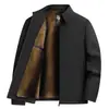 Jaqueta de inverno masculina para homens de meia-idade e idosos, forrada com fleece e espessa, adequada para outono e inverno, casaco quente acolchoado com algodão