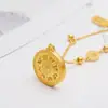 Nuevo Colgante Redondo Filigrana de Carácter de Fortuna Chapado en Oro Antiguo Estilo Chino Brújula Hueca de Ocho Tesoros Cadena para Suéter Estilo Nacional Regalo para Mujeres