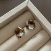 Elegante Collar con Colgante de Hongo de Perlas de Arroz de Piedra Natural Melard Estilo Bosque Vintage Set de Pendientes y Collar de Gama Alta para Mujer