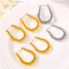 Versátil Moda Estilo Minimalista Personalidad Casual Diseño Joyería Geométrica Placa Redonda Empalme Acero de Titanio Chapado en Oro Pendientes en Forma de U