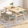 Juego de mesa y sillas de comedor nórdicas para el hogar, económico, tipo apartamento pequeño, mesa de comedor para 4 personas 6 personas, comercial, propiedad de alquiler, mesa de comedor simple