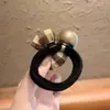 Cuerda para el pelo de tela retro con forma de corazón y lazo, con cuenta dorada grande, para niñas, simple y versátil, alta elasticidad, no daña el pelo