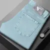 Jeans Amarillos de Alta Gama para Hombre Otoño 2026, Corte Delgado, Elásticos, Pantalones Largos, Modernos, Casuales, Versátiles, Tendencia, Color Sólido