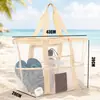 Bolsa fofa para guardar brinquedos de praia infantis, bolsa de malha de grande capacidade para natação, uso ao ar livre na beira-mar, bolsa de praia de malha para maiô