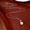 Colar Pingente de Pérola Luxo Leve Elegância de Alto Padrão Corrente para Clavícula Nicho Design Simples Versátil para Mulheres