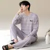 Pijamas masculinos no atacado, coleção primavera e outono, manga longa 100% algodão, novo estilo de outono 2026, conjunto de loungewear plus size