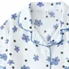 Pijama Simple de Burbujas Arrugadas Europeo y Americano 2026 para Mujer Verano Manga Corta Estampado Floral Ropa de Casa Venta Directa de Fábrica