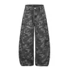 Calça Jeans Camuflada High Street Americana para Homens e Mulheres, Verão 2026 Com Tachas Cintura Alta Modeladora Unissex Perna Larga Versátil Longa