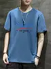 Nueva Camiseta de Manga Corta Verano 2024 para Hombre Estampado de Letras Europeo y Americano Holgada Versátil Moda Marca Top de Media Manga