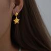 Pendientes de estrella de cinco puntas de acero de titanio simple europeo y americano transfronterizo con diamantes checos, pendientes de joyería nueva de acero inoxidable que no se decolora