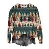 [Procesamiento Personalizado] Sudadera de Manga Larga de Moda Tendencia con Estampado de Árbol de Navidad Digital 3D, Muy Vendida, Transfronteriza, para Mujer, Cuello Redondo