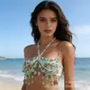 Cadena Corporal de Perlas Hecha a Mano Transfronteriza Europea y Americana Aliexpress Sujetador con Cuentas de Piedras Preciosas Top Halter para Mujer