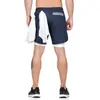 Amazon Transfronterizo Verano Hombres Deporte y Ocio Fitness Entrenamiento Playa Conjunto de Dos Piezas Doble Capa Pantalones Cortos de Cinco Puntos