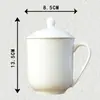 Taza de Té de Cerámica para Hotel Taza Blanca para Conferencias Borde Dorado con Tapa Taza para Beber de Oficina Logo Personalizado