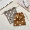 211191 Linda Bolsa de Almacenamiento de Pana, Bolsa Pequeña con Cordón, Bolsa para Maquillaje con Lunares, Bolsa Organizadora para Artículos Varios