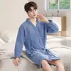 Roupão vestível outono e inverno estilo casal absorvente sem bolinhas casa confortável estilo longo banho estação outono e inverno pijama bordado