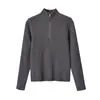 Ropa de mujer de venta caliente transfronteriza en Amazon 2026 otoño top de punto con media cremallera y cuello alto ajuste ceñido capa base versátil