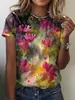 Comércio Exterior TEMU Y2 Moda de Rua Tamanho Plus Camiseta Feminina de Manga Curta Simples Estampa Digital 3D Fábrica de Origem Confortável e Respirável