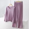 Pijamas de modal para mujer, de verano, de manga larga, para primavera y otoño, traje fino para el hogar, talla grande, holgado, 2024, nuevo traje de dos piezas
