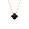 Collar Doble Cara Trébol de Cuatro Hojas de la Suerte para Niñas Plata Pura S999 Colgante Flor de Ágata Cadena para Clavícula Regalo del Día de San Valentín