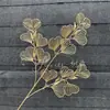 Flores de Nochevieja, Flores Artificiales Doradas, Eucalipto Dorado, Hortensia, Abanico Dorado, Hojas de Ginkgo, Cubo de la Fortuna, Arreglo Floral, Hojas, Flores de Plástico