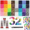 Caixa Colorida Ab com 40 Compartimentos, 3mm, Fundo Plano, Pedras de Resina para Unhas, Strass, Hot-Selling da Amazon, Kit de Acessórios para Nail Art DIY, Atacado