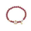 Yilu Plata de Ley S925 Chapado en Oro Arena Imperial Jade Hetian Cuentas Redondas Benmingnian Marca Shebaofu Pulsera Elegante