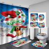 Cortina Impermeable de Baño Grinch Juego de Cuatro Piezas Poliéster Impermeable y Resistente al Moho Juego de Baño Hermosa Cortina de Ducha y Felpudo