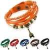 Popular Europeo y Americano Nuevo Colgante de Torre de Hierro Tejido Pulsera de Cuero Correa de Reloj Accesorios para Estudiantes Pulsera de Cuero Genuino