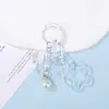 Nuevos Llaveros Transparentes de Colores con Lazo y Perlas Accesorios Llavero de Cuentas DIY Colgante para Bolsa Venta al por Mayor