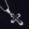 Nuevo colgante de pareja de hip hop con cruz de diamantes de circonio rojo, azul y rosa en plata, accesorios urbanos de moda para hombres y mujeres.