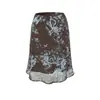 Saia Midi Floral Retro de Cintura Alta para Mulheres 2026 Novo Estilo de Verão Estilo de Férias Moda Elegante Efeito Emagrecedor Saia Curta Evasê para Mulheres