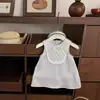 Vestido para Niña Estilo Hija Pequeña Corte Calado Crochet Satín Vestido para un Año Vestido Chaleco 500583
