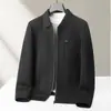 Chaqueta para Hombre 2026 Otoño/Invierno Solapa Cremallera Tejido Patchwork Superior Joven Lujo Ligero Estilo Old Money Ropa de Abrigo de Negocios