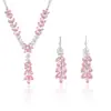 Conjunto Transfronteiriço Moda Europeia e Americana Joias de Zircônia Brincos Colar Estilo Ins Espiga de Trigo Flor Rosa Corrente Elegante da Clavícula