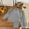 Ropa de Otoño para Bebés Coreanos y Pantalones Largos para Niños Mayores, Conjunto de Ropa Interior para el Hogar para Niños y Niñas, Pijama Infantil de Algodón Clase A de Color Sólido