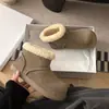 Botas de Nieve Sanpo de Henan de Piel de Vaca y Lana para Mujer, Botas Cortas de Algodón Cálidas con Forro de Polar para Dedos Grandes, Lindas
