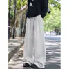Calça casual masculina de corte curvo estilo americano, nova calça de moletom casual solta para outono, calça reta plus size para pessoas maiores