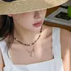 Collar Cruzado de Amazon con Forma de Estrella de Mar y Concha con Circonita y Clip de Papel Estilo Casual Moda Cadena para Clavícula Personalizada Regalo de Vacaciones