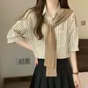 Top Rayado de Manga Larga Holgado, Camisa de Primavera para Mujer, Abrigo de Media Manga, Elegante y a la Moda Camisa Chal