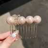 Exquisito y Dulce Peine para el Cabello con Perlas y Lazo de Cristal, Accesorio para el Cabello Estilo Perla para Recogidos en la Parte Trasera de la Cabeza y para Recoger el Cabello Suelto