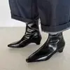 Botines Cortos de Moda Versátiles Estilo Retro 2025 Otoño/Invierno Punta Cuadrada Tacón Grueso Tacón Medio Botas de Moda Elegantes