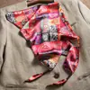 Pañuelo Triangular de Encaje Floral Estilo Francés para Mujer, Estilo Pastoral, Tocado con Lazo Negro para la Cintura, Turbante Vintage, Bufanda de Seda para Protección Solar