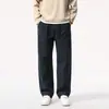 Calça Casual de Algodão Puro com Junta de Bambu High-end AmeKaji Masculina Outono Retrô Americano Perna Larga Reta Cargo Calça Longa
