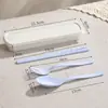 Tenedor, Cuchara, Palillos de Plástico, Juego de Cubiertos de Tres Piezas, Vajilla para Acampar al Aire Libre, Juego de Vajilla Portátil para Estudiantes y Trabajadores de Oficina