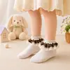 Calcetines de Encaje a Cuadros para Niños Calcetines Cortos Cómodos para Niñas Calcetines de Encaje de Princesa para Bebés Nuevos Calcetines para Bebés Lindos y Transpirables