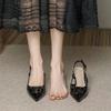 Sapatos de Salto Alto para Mulheres, Sapatos de Casamento Rasos Franceses de Primavera e Verão, Tamanho Grande Moda Cor Nude, Estilo Pequeno Fragrância, Saltos Stiletto Versáteis