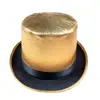 Sombreros de copa de tela compuesta de EVA dorada estampada hechos a medida por el fabricante, Sombreros Lincoln para actuación en escenario, Sombreros de mago dorados y plateados dorados estampados