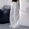 Pantalones blancos de secado rápido con protección solar para mujer, estilo fino de verano, adelgazantes y favorecedores, pantalones cargo tipo globo de pierna ancha, cintura alta, ajuste holgado